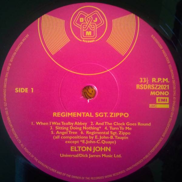 Elton John Regimental Sgt. Zippo : LP Label A